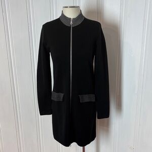 🖤 TRISTAN Black Merino Blend Zip Sweater Dress / Long Cardigan – Size Small